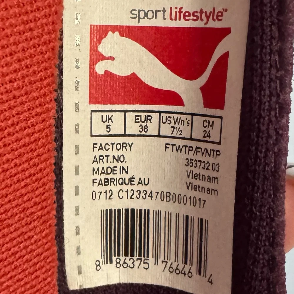 Puma Y2K purple/red slip on lace toe ballet style flats - Picture 4 of 4